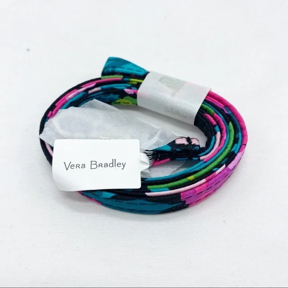 Vera Bradley Hilo Meadow Lanyard Black Pink Floral NEW - Picture 2 of 4